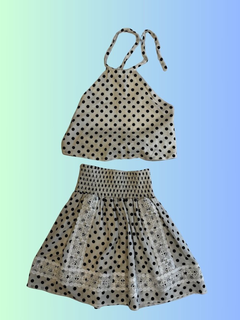 Sabz Kids Polka Dot Halter Top Shorts Set 10 12 NWT